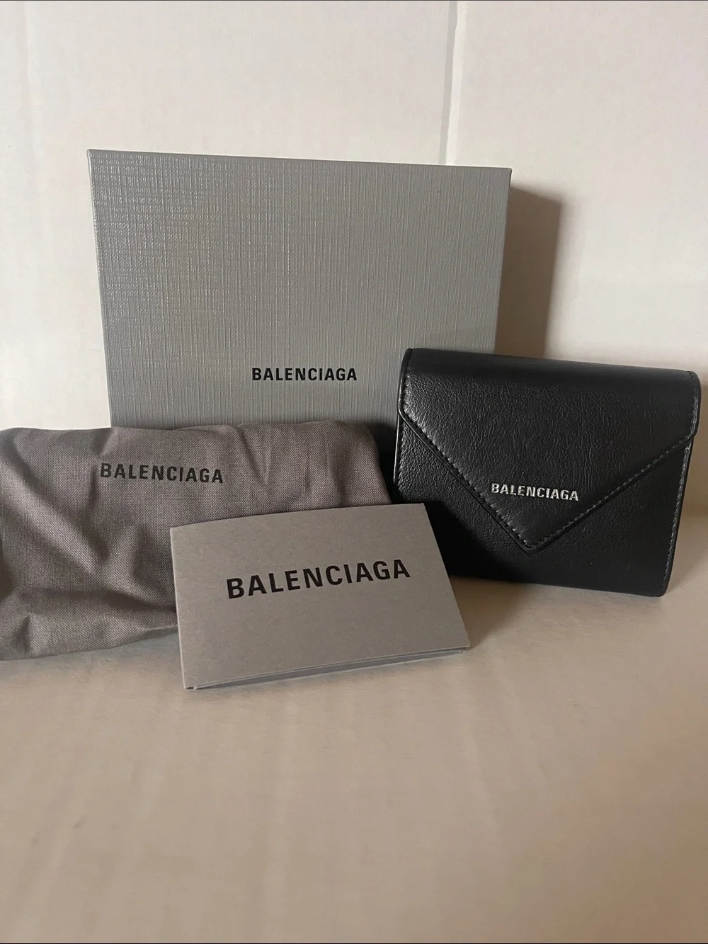 Balenciaga Black Envelope Leather Card Holder